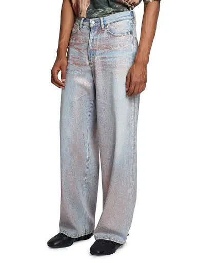 Acne Studios Men's Glitter Dawn Relaxed-Fit Straight-Leg Jeans - Rose Copper Light Blue - Size XL | Thumbnail 4