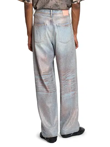 Acne Studios Men's Glitter Dawn Relaxed-Fit Straight-Leg Jeans - Rose Copper Light Blue - Size XL | Thumbnail 5