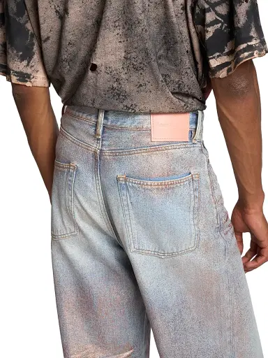 Acne Studios Men's Glitter Dawn Relaxed-Fit Straight-Leg Jeans - Rose Copper Light Blue - Size XL | Thumbnail 6