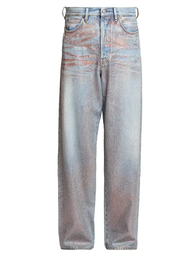Acne Studios Men's Glitter Dawn Relaxed-Fit Straight-Leg Jeans - Rose Copper Light Blue