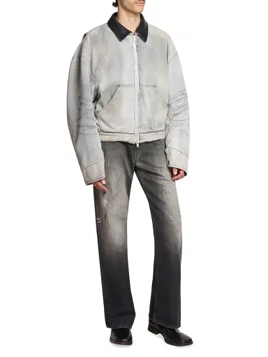 Acne Studios Men's Ohniev Sulphur Fade Padded Denim Jacket - White Black | Thumbnail 2