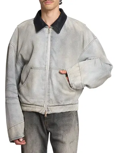Acne Studios Men's Ohniev Sulphur Fade Padded Denim Jacket - White Black | Thumbnail 3