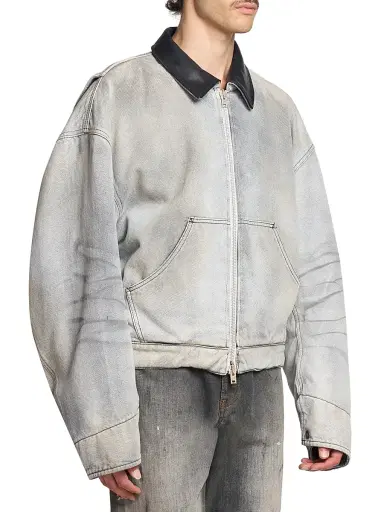 Acne Studios Men's Ohniev Sulphur Fade Padded Denim Jacket - White Black | Thumbnail 4