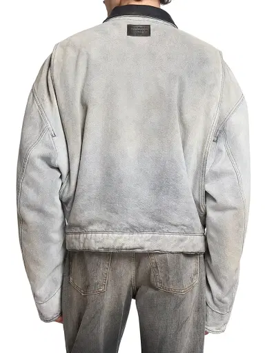 Acne Studios Men's Ohniev Sulphur Fade Padded Denim Jacket - White Black | Thumbnail 5