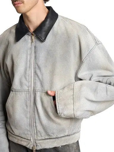 Acne Studios Men's Ohniev Sulphur Fade Padded Denim Jacket - White Black | Thumbnail 6