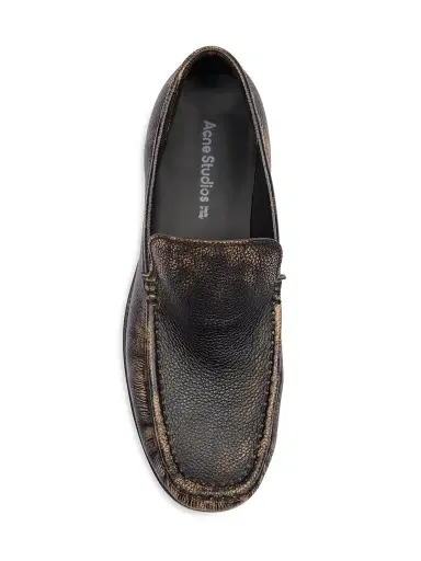 Acne Studios Men's Boafer Light Bob Leather Loafers - Beige Black - Size 13 | Thumbnail 4