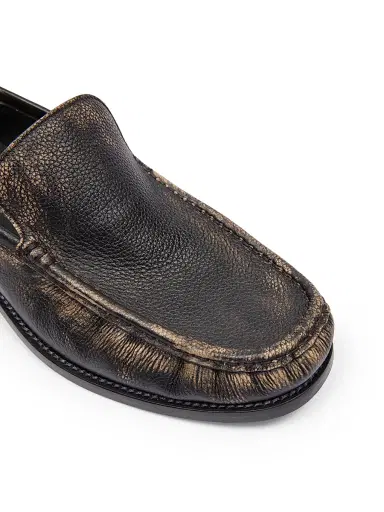 Acne Studios Men's Boafer Light Bob Leather Loafers - Beige Black - Size 13 | Thumbnail 5