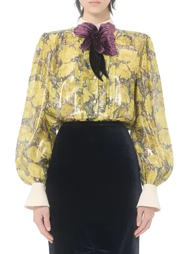 Valentino Garavani Women's Lurex Shirt with Après L'hiver Poppies Print | Thumbnail 2 Valentino Garavani Women's Lurex Shirt with Après L'hiver Poppies Print | Thumbnail 2