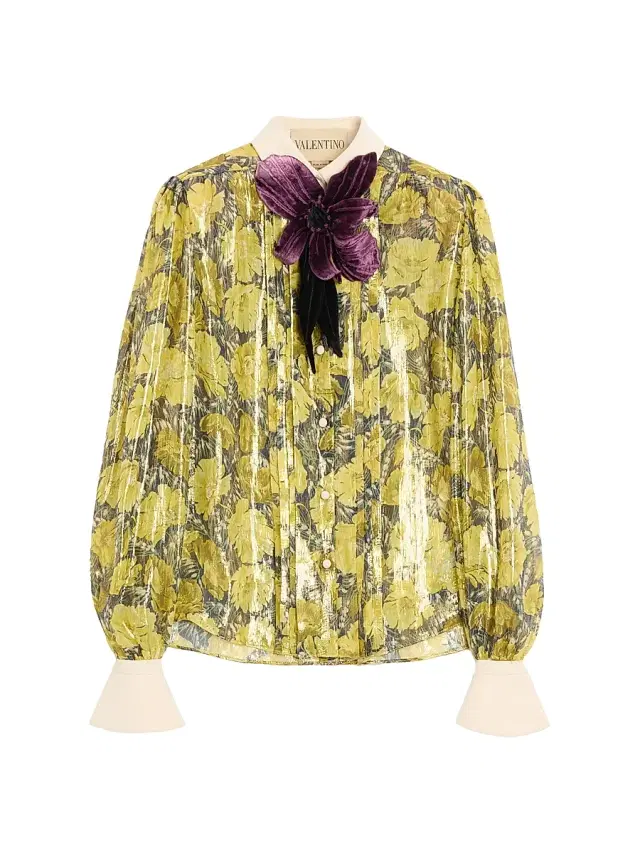 Women's Lurex Shirt with Après L'hiver Poppies Print