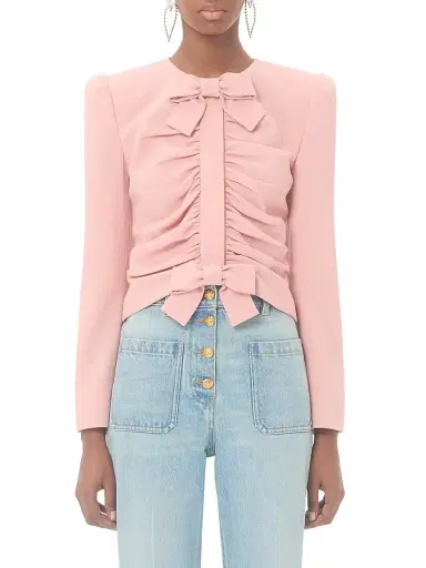 Valentino Garavani Women's Cropped Jacket in Crispy Light Wool - Pink - Size 8 | Thumbnail 2