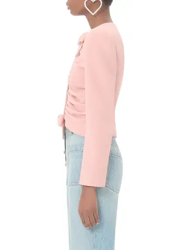 Valentino Garavani Women's Cropped Jacket in Crispy Light Wool - Pink - Size 8 | Thumbnail 3
