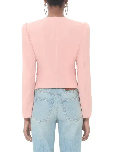 Valentino Garavani Women's Cropped Jacket in Crispy Light Wool - Pink - Size 8 | Thumbnail 4