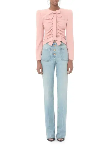 Valentino Garavani Women's Cropped Jacket in Crispy Light Wool - Pink - Size 8 | Thumbnail 7