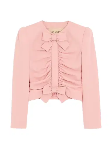 Valentino Garavani Women's Cropped Jacket in Crispy Light Wool - Pink - Size 8 | Thumbnail 1