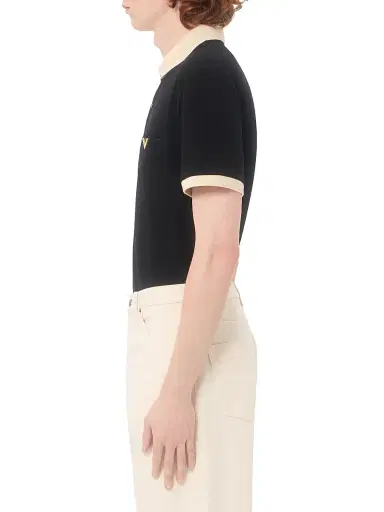 Valentino Garavani Men's Polo Shirt in Cotton Piquet with VGold - Black Butter | Thumbnail 3 Valentino Garavani Men's Polo Shirt in Cotton Piquet with VGold - Black Butter | Thumbnail 3