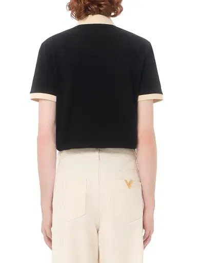 Valentino Garavani Men's Polo Shirt in Cotton Piquet with VGold - Black Butter | Thumbnail 4 Valentino Garavani Men's Polo Shirt in Cotton Piquet with VGold - Black Butter | Thumbnail 4