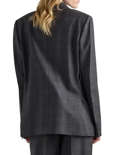 Prada Women's Double-Breasted Checked Wool Jacket - Grey | Thumbnail 3 Prada Women's Double-Breasted Checked Wool Jacket - Grey | Thumbnail 3