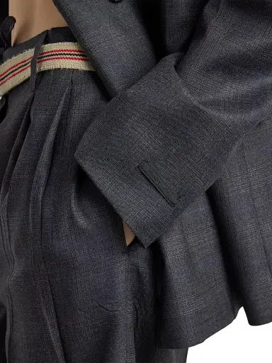 Prada Women's Double-Breasted Checked Wool Jacket - Grey | Thumbnail 5 Prada Women's Double-Breasted Checked Wool Jacket - Grey | Thumbnail 5