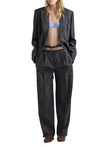 Prada Women's Double-Breasted Checked Wool Jacket - Grey | Thumbnail 6 Prada Women's Double-Breasted Checked Wool Jacket - Grey | Thumbnail 6