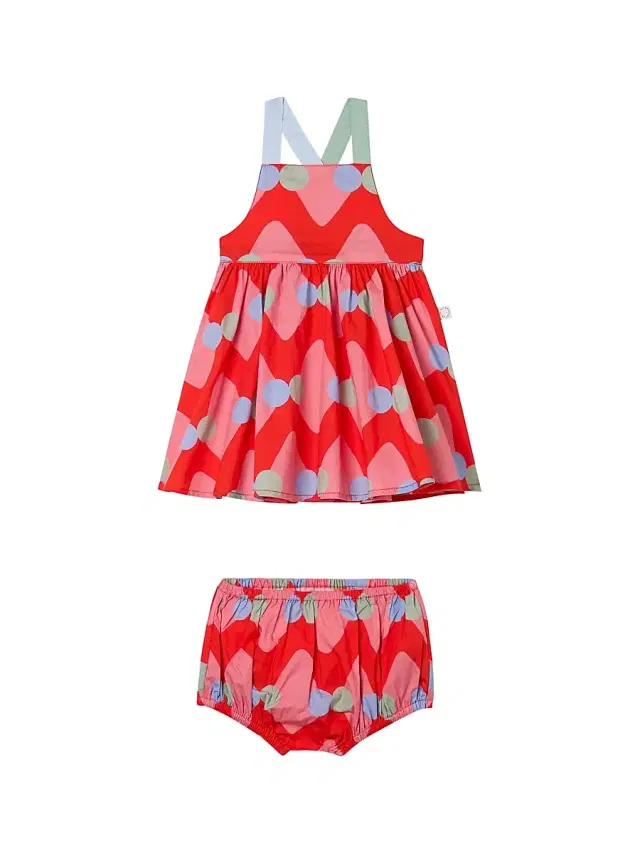 Baby Girl's & Little Girl's Geometric-Print Cotton Dress & Bloomers Set - Red 12 Months