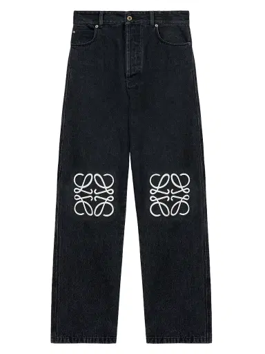 Loewe Men's Anagram-Embroidered Baggy Jeans - Black - Size 36 | Thumbnail 3
