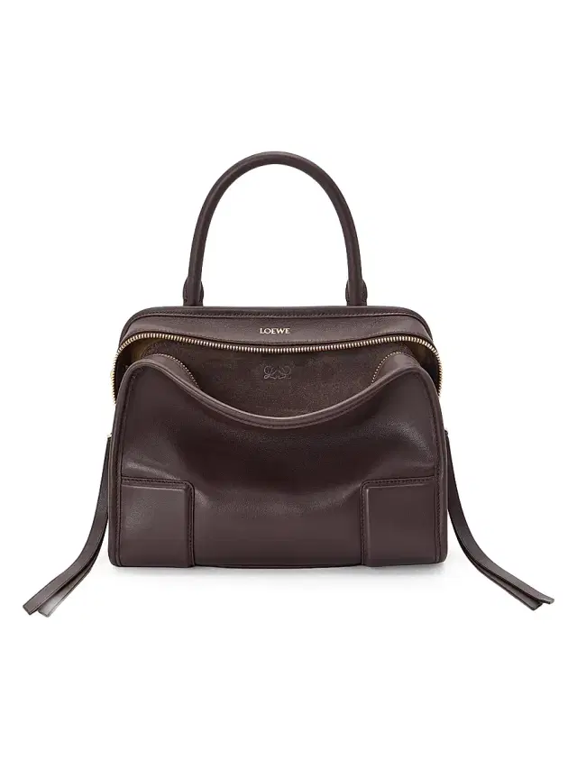 LOEWE Women's Amazona  Leather Top Handle Bag - Dark Chestnut