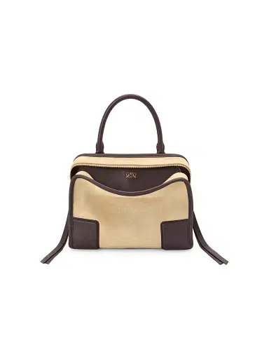 Loewe Women's Amazona Small Suede Top Handle Bag - Oro Chocolat | Thumbnail 1 Loewe Women's Amazona Small Suede Top Handle Bag - Oro Chocolat | Thumbnail 1