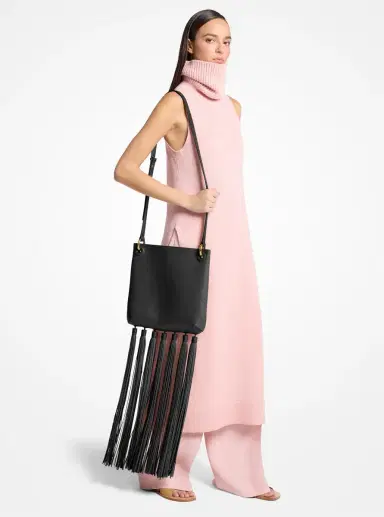 Michael Kors Collection Tate Medium Tassel Leather Crossbody Bag in Black - One Size by Michael Kors Collection | Thumbnail 10 Michael Kors Collection Tate Medium Tassel Leather Crossbody Bag in Black - One Size by Michael Kors Collection | Thumbnail 10