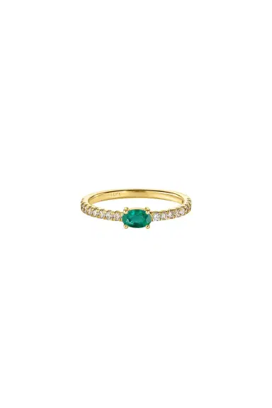 ISA GRUTMAN Oval Emerald Diamond Pave Ring | Thumbnail 1