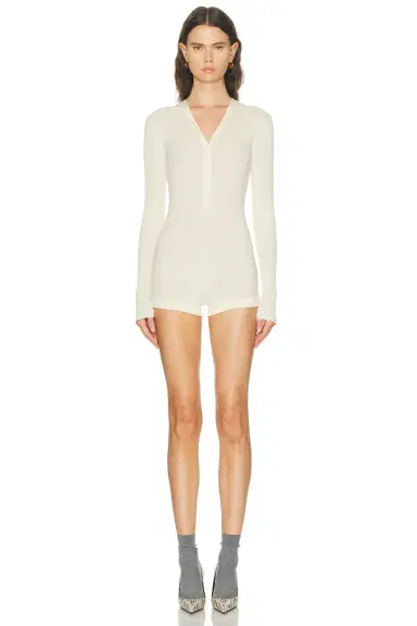 Mugler Knit Long Sleeve Bodyshort | Thumbnail 1 Mugler Knit Long Sleeve Bodyshort | Thumbnail 1