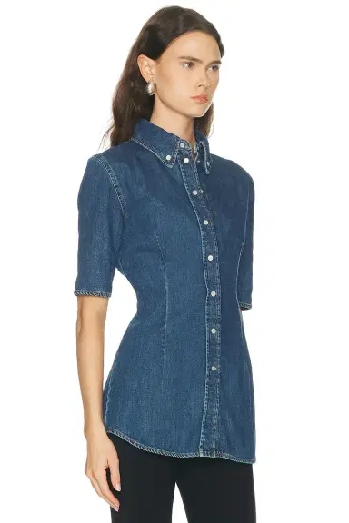 Mugler Short Sleeve Button Up Shirt | Thumbnail 2 Mugler Short Sleeve Button Up Shirt | Thumbnail 2