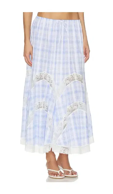 Yuhan Wang Lace Trim Check Maxi Skirt | Thumbnail 2