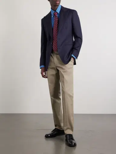 De Petrillo Straight-Leg Cotton-Blend Twill Trousers - Men | Thumbnail 2 De Petrillo Straight-Leg Cotton-Blend Twill Trousers - Men | Thumbnail 2