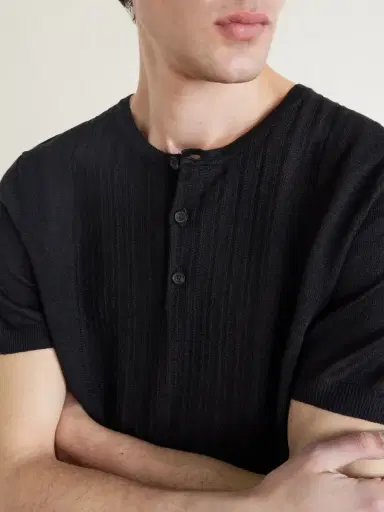 MR P. Pointelle-Knit Linen and Cotton-Blend Henley T-Shirt - Men | Thumbnail 5 MR P. Pointelle-Knit Linen and Cotton-Blend Henley T-Shirt - Men | Thumbnail 5