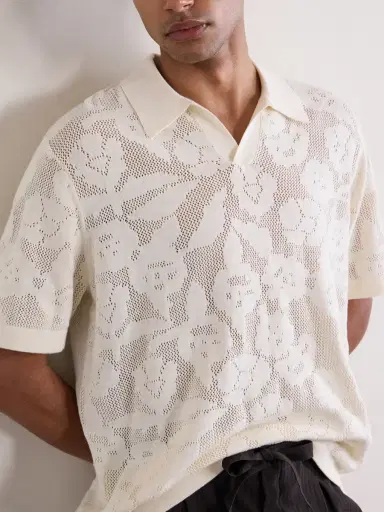 NN07 Ryan Flower 60019 Knitted Cotton Polo Shirt - Men | Thumbnail 5