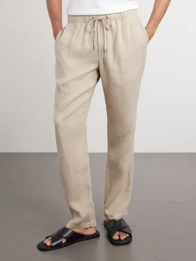 James Perse Straight-Leg Garment-Dyed Linen Drawstring Trousers - Men | Thumbnail 3 James Perse Straight-Leg Garment-Dyed Linen Drawstring Trousers - Men | Thumbnail 3
