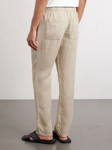 James Perse Straight-Leg Garment-Dyed Linen Drawstring Trousers - Men | Thumbnail 4 James Perse Straight-Leg Garment-Dyed Linen Drawstring Trousers - Men | Thumbnail 4