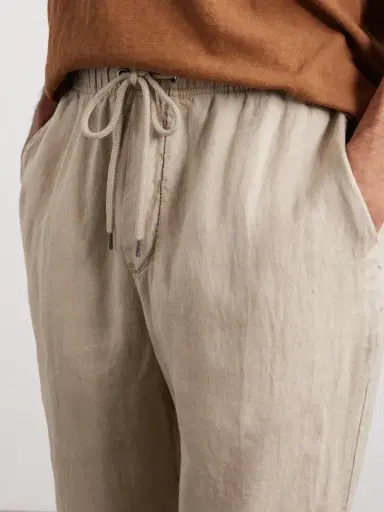 James Perse Straight-Leg Garment-Dyed Linen Drawstring Trousers - Men | Thumbnail 5 James Perse Straight-Leg Garment-Dyed Linen Drawstring Trousers - Men | Thumbnail 5