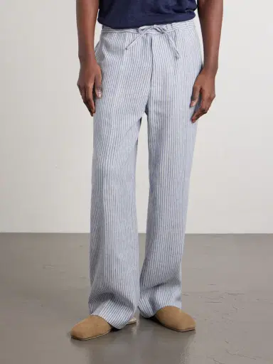 OFFICINE GÉNÉRALE Nilson Straight-Leg Striped Linen and Cotton-Blend Trousers - Men | Thumbnail 3 OFFICINE GÉNÉRALE Nilson Straight-Leg Striped Linen and Cotton-Blend Trousers - Men | Thumbnail 3