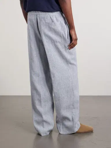 OFFICINE GÉNÉRALE Nilson Straight-Leg Striped Linen and Cotton-Blend Trousers - Men | Thumbnail 4 OFFICINE GÉNÉRALE Nilson Straight-Leg Striped Linen and Cotton-Blend Trousers - Men | Thumbnail 4