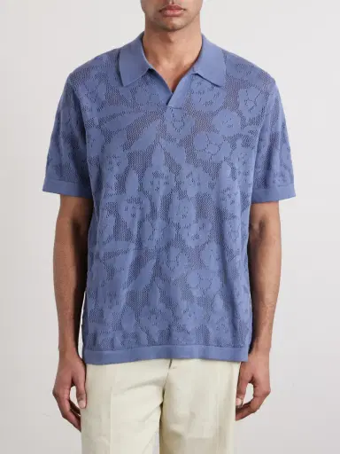 NN07 Ryan Flower 60019 Knitted Cotton Polo Shirt - Men | Thumbnail 3 NN07 Ryan Flower 60019 Knitted Cotton Polo Shirt - Men | Thumbnail 3