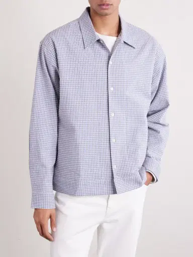 NN07 Reed 50057 Checked Organic Cotton-Blend Seersucker Shirt - Men | Thumbnail 3 NN07 Reed 50057 Checked Organic Cotton-Blend Seersucker Shirt - Men | Thumbnail 3