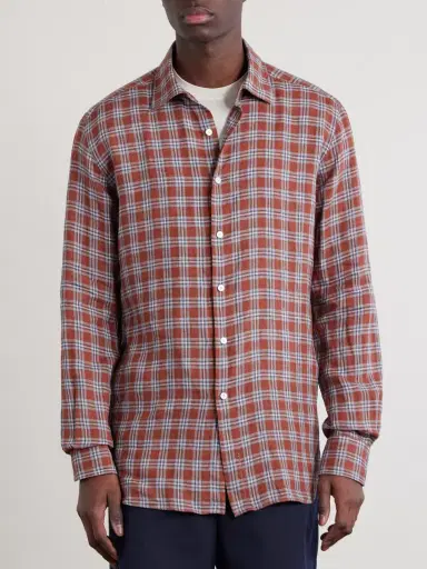 Slowear Checked Linen Shirt - Men | Thumbnail 3