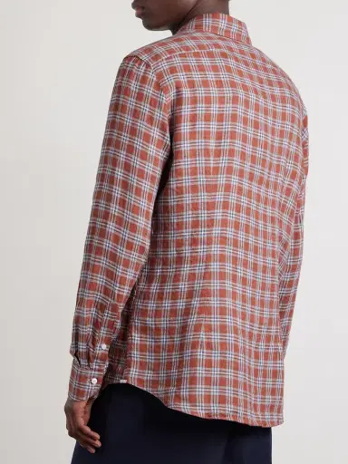 Slowear Checked Linen Shirt - Men | Thumbnail 4