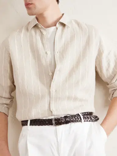 NN07 Enzo 5728 Striped Linen Shirt - Men | Thumbnail 5 NN07 Enzo 5728 Striped Linen Shirt - Men | Thumbnail 5