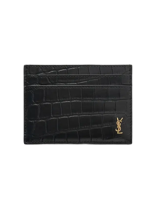 Logo-Embellished Croc-Effect Patent-Leather Cardholder - Men