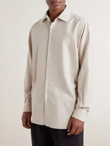 Zegna Garment-Dyed Mulberry Silk Shirt - Men | Thumbnail 3