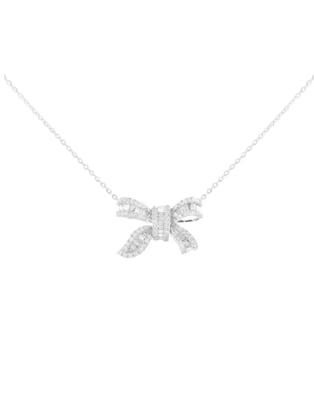 Wish Fine Jewelry 1.00ct Diamond 18K Gold Bow Necklace