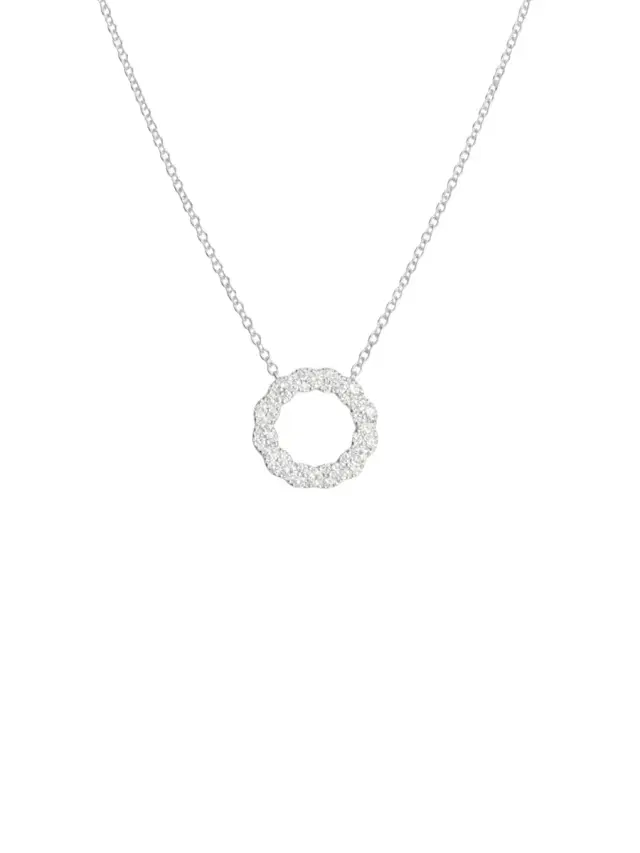 Wish Fine Jewelry 1.55ct Diamond 14K Gold Circle Pendant Necklace