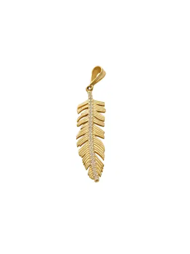 Wish Fine Jewelry 14K Gold Feather Pendant | Thumbnail 1